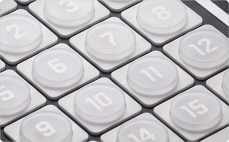 Close-up of the X16’s large numbered step buttons